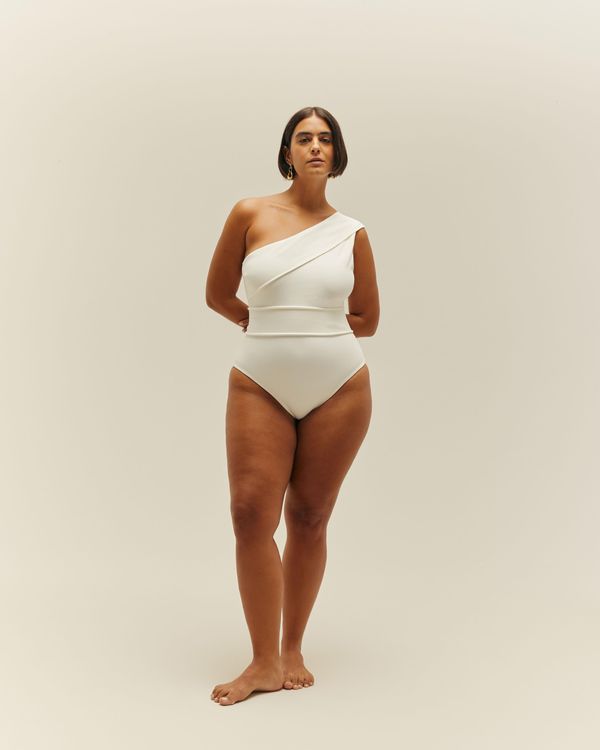 One-Shoulder Swimsuit Maria Crepe Black | Haight OFF-WHITE